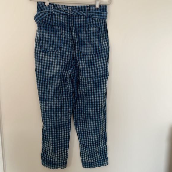 BNWT Maeve by Anthropologie Maeve Gingham Plaid Blue Pants Size 6 - Picture 9 of 14